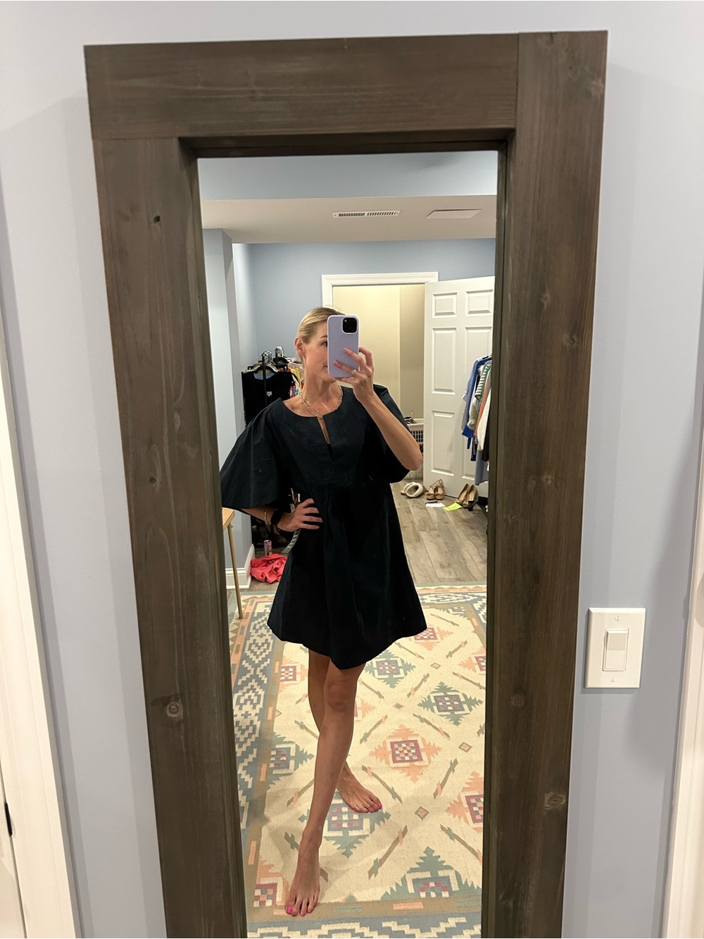 Pomander Place Black Mini Dress with Puff Sleeves